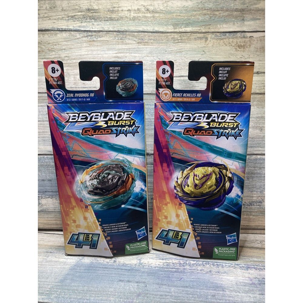 Hasbro Beyblade Burst Quad Strike Lot 2 Zeal Nydhogg N8 Fierce Achilles A8